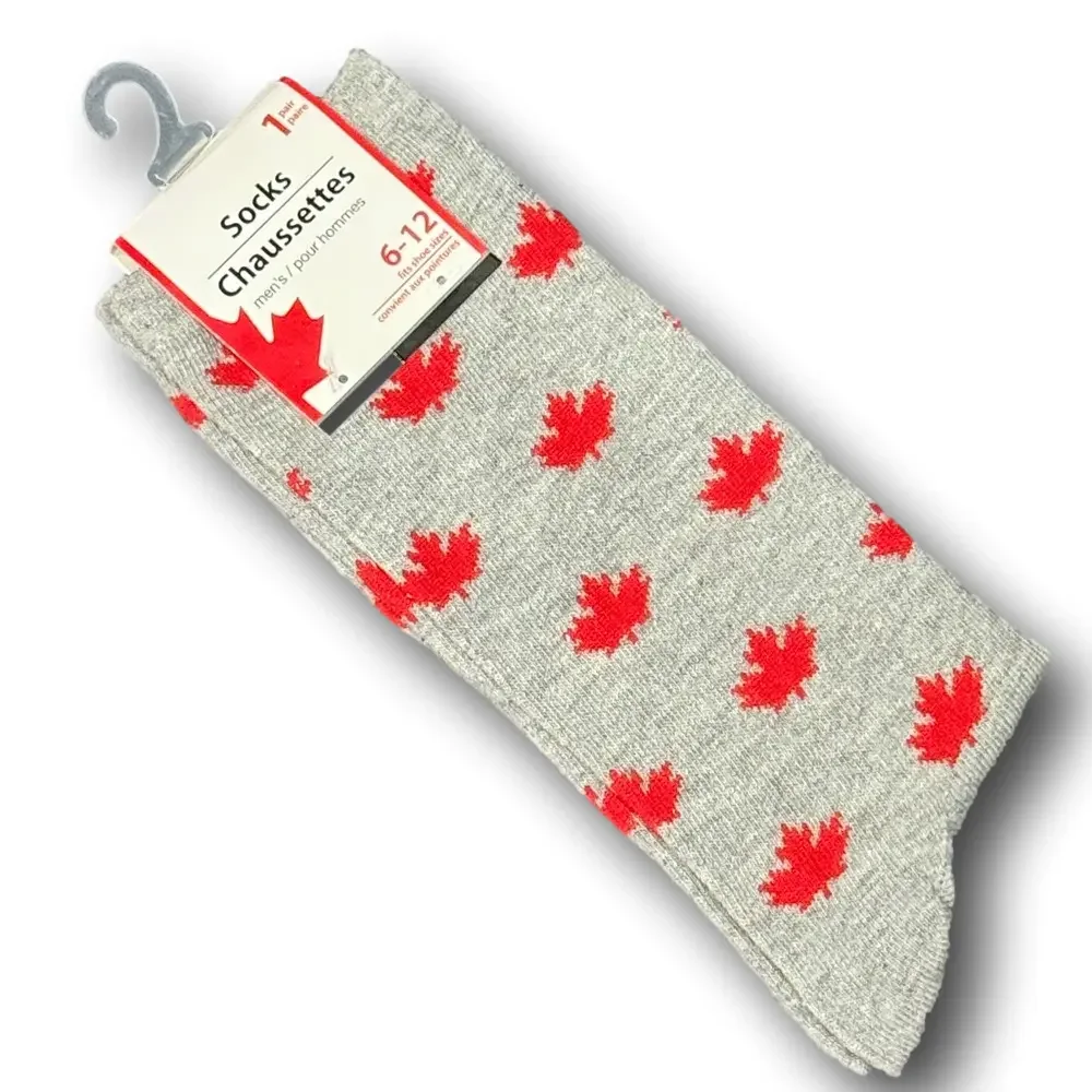 3/$18 Canadian Maple Leaf Funny Novelty Crew Socks - NWT